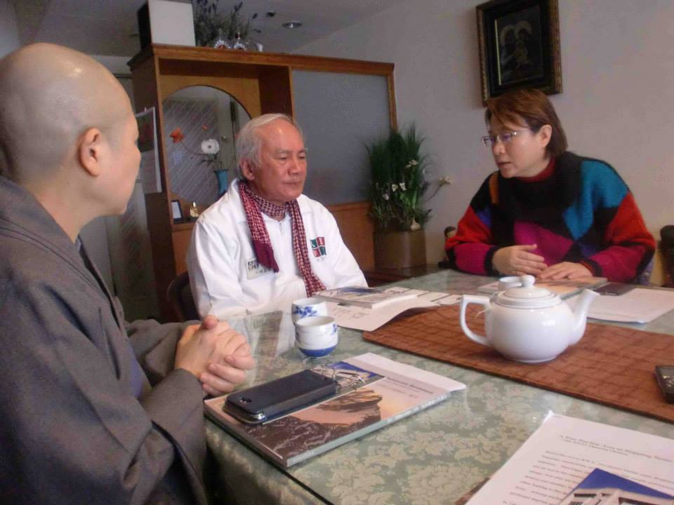 speaking with I-Hsiung Lin and Ven. Chao Hwei at his office in Taipei